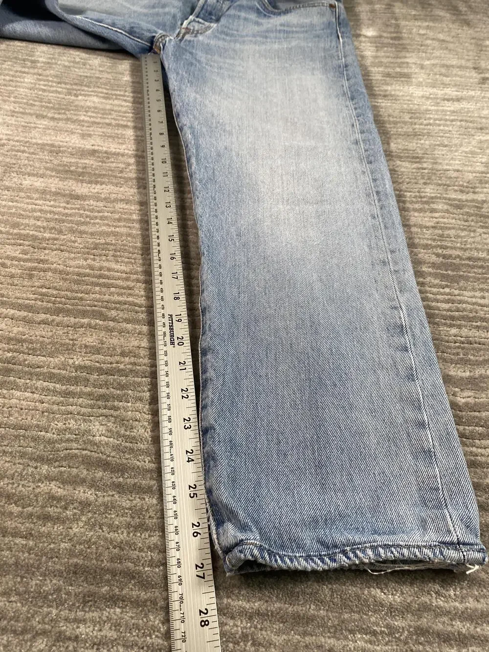 Levis 501 CT Jeans Mens 33x27 Light Blue Denim Button Fly Tapered Leg Fit